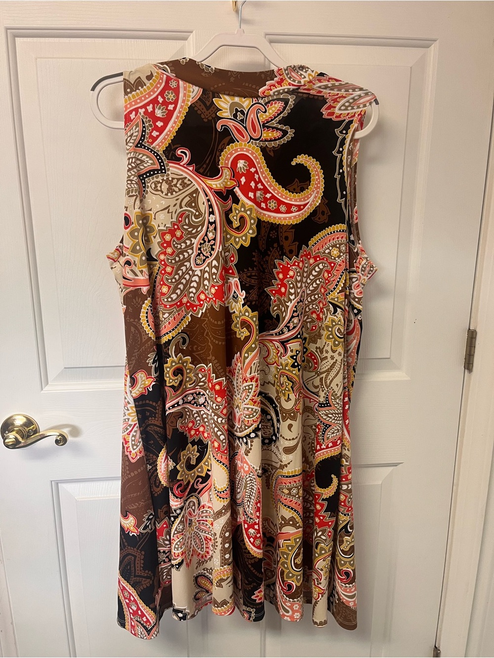 Signature by Robbie Bee Brown Red Cream Paisley Midi Dress